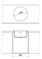 RETRO DŘEZ kruhový 49cm AGGREGATE montážní rozměry