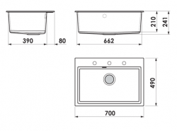 Küchenspüle 70x49cm AGGREGATE