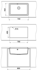 GRANITOVÝ DŘEZ POD DESKU 76x46cm ČERNÝ METALICKÝ