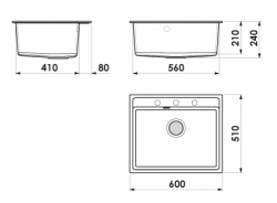 Küchenspüle 60x51cm GRANADA