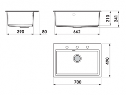 GRANIT Küchenspüle 70x49cm DARK BEIGE