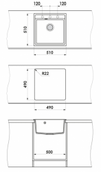 GRANIT Küchenspüle 51x51 cm WHITE