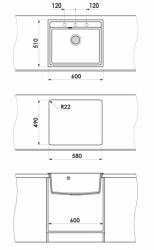 GRANIT Küchenspüle 60x51 cm WHITE