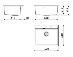 GRANIT Küchenspüle 60x51 cm WHITE