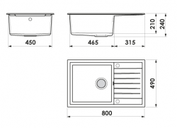 GRANIT Küchenspüle 80x49cm WHITE