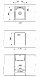 RETRO Küchenspüle 43x46cm ARCTIC